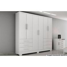 Guarda Roupa Casal 4 Portas e 6 Gavetas c/Pés Encant Branco - Novo Hor