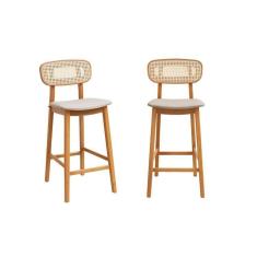 Kit 02 Banquetas Liz Cabecasa Madeiramadeira Bege