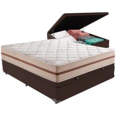 Cama Box Baú Marrom e Colchão Classic 26 cm Molas ensacadas Casal Anjos