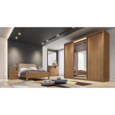 Guarda Roupa Casal com 1 Porta Espelhada 8 Gavetas - Diamond-Cumaru - Móveis Novo Horizonte