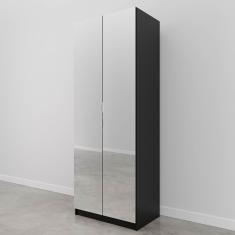 Guarda Roupa 2 Portas Com Espelho Cabideiro 2 Gavetas Hera Cabecasa Madeiramadeira Preto