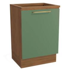 Balcão Para Cooktop Botanic Cb841 60cm Com 1 Porta Kappesberg Nogueira/verde