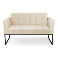 Sofá Namoradeira Elisa Corino Base Metálica Industrial Preto - D'rossi Bege