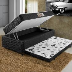 Cama Box Solteiro 3 Em 1 Elite Teen Branco E Preto