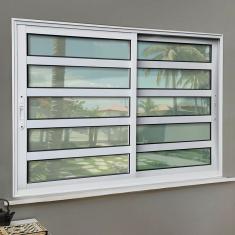 Janela Elite Com Travessas 2 Folhas Moveis 120 X 120 Vidro Liso Branco