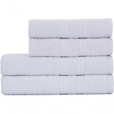 Jogo De Toalhas De Banho 4 Peças 100% Algodão Alta Absorção (2 Banho + 2 Rosto ) Padrão Hotel/pousada - Branca