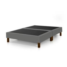 Base Box Madri Bipartido 1,58 X 1,98 Queen Size Klm Móveis Cinza