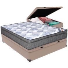 Cama Box Baú Bege E Colchão Iso Superpocket Molas Ensacadas Casal Ortobom