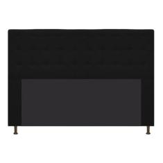 Cabeceira Estofada Dama 195 cm King Size Com Botonê Suede Preto - Doce