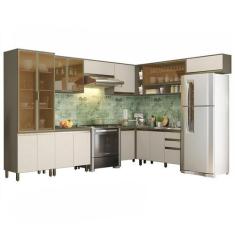 Cozinha Completa de Canto 9 Peças Connect com Cristaleira - Móveis Hen