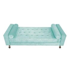 Recamier Baú Félix Solteiro 120 cm Suede - Amarena Móveis, Azul Ciano