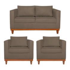 Kit Sofá 3 Lugares e 2 Poltronas Europa 180 cm Estilo Conforto e Elegâ