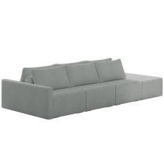 Sofá Ilha Modular Com Puff Para Sala Living 342cm Georgia K04 Bouclê Cinza Claro - Mpozenato