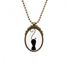 DIYthinker Colar de gato em forma de coração com pingente vintage com pingente de contas