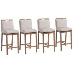 Conjunto 4 Banquetas Madeira Maciça Dani Nogueira Tec Algodão