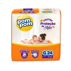 Fralda Pom Pom Protek Proteção de Mãe Jumbo G 24 Unidades
