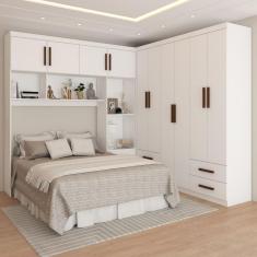 Guarda-Roupa Casal Modulado com Cama Paradise 10 Portas 6 Gavetas Branco - Panorama Móveis