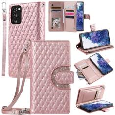 Furill Capa de telefone para Samsung Galaxy S20 FE 5G 6,5 polegadas capa carteira com alça de pulso transversal alça de ombro bolsa de couro suporte S 20 EF UW S20FE5G S20FE 20S S2O Fan Edition 4G G5