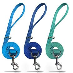 azuza Pacote com 3 coleiras de nylon para cães, coleira de estilo básico forte e durável com gancho de coleira fácil de usar, disponível em vários comprimentos para cães pequenos, médios e grandes, azul royal/azul/wathet