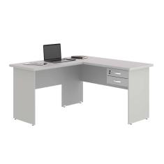 Mesa Em L Com Gaveteiro Carper Cinza