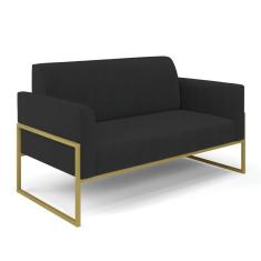 Sofá Namoradeira Base Industrial Alta Dourado Marisa Veludo D03 - D\`rossi Cor Preto