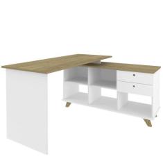 Mesa Para Escritório Home Office Escrivaninha Gold A02 Branco Olmo 02 