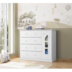 Cômoda Infantil 4 Gavetas 1 Porta Lívia - Phoenix Baby