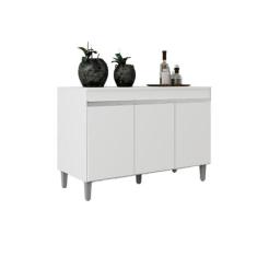 Balcão Gabinete Manu 120cm 3 Portas C/Tampo - Ajl Móveis, Branco