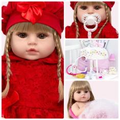 Boneca Reborn Silicone Loira Gatinha Enxoval Baby Itens - Cegonha Rebo