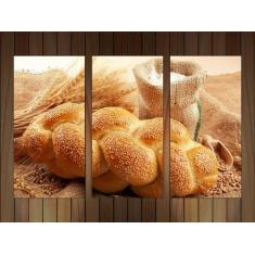 Quadro Decorativo Pães Tortas Padarias Cafeterias Gourmet Com 3 peças 