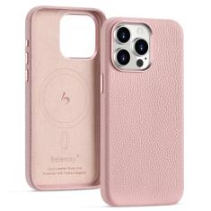Belemay Capa de couro para iPhone 15 Pro - MagSafe e compatível com carregamento sem fio - couro granulado premium - Botões de metal e moldura da câmera - Capa de telefone luxuosa de ajuste fino (6,1