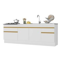 Kit com 2 Balcões de Cozinha 150cm e 70cm com Rodapé Veneza Multimóveis V2108
