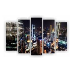 Kit 5 Quadros 1 Paisagem Cidades 108 X 67 Cm Total Mod 02