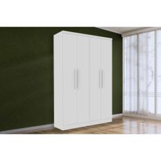 Guarda Roupa 4 Portas Amsterdam c/ e 2 Gavetas Branco/Neve - Tcil Móve