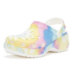 Crocs tamanco clássico feminino | Sapatos plataforma, Tie Dye Pastel, 4