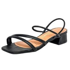 Sandália Vizzano Feminina Salto Bloco Pelica/p Strech Casual Preto 01 6454.108.18263.15745 36