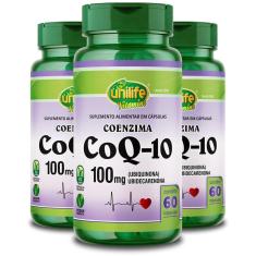 Kit 3 Coenzima Co Q10 Unilife 60 Cápsulas