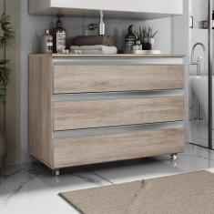 Gabinete Banheiro Joia 80cm com 3 Gavetas e Rodinha - - MOVEIS JOIA