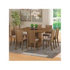 Conjunto Sala de Jantar Clarice Madesa Mesa Tampo de Madeira com 8 Cad