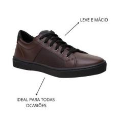 Tênis Masculino Sapatênis Casual Confortável Leve Cano Baixo Cadarço Amarrar Moderno-Masculino
