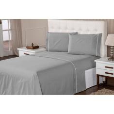 Jogo de Lençol Percal 400 Fios Suave Feito Algodão King 3 Peças Casa Dona