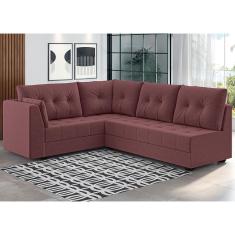 Sofá de Canto 6 Lugares Linoforte Toronto com Revestimento em Tecido Suede