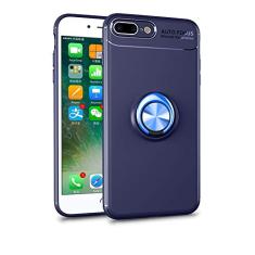 Capa compatível para iPhone 7Plus/8Plus Capa de silicone Suporte de protetor magnético Anel de absorção de choque TPU + ABS Material Capa anti-queda:Azul