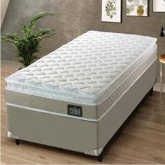 Cama Box Solteiro Colchão D45 com Pillow Top Hellen Strong 88x188x62cm Bege - Suporta até 150kg por Pessoa