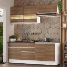 Armário De Cozinha Completa 200cm Branco/rustic Glamy Madesa 07 Branco/rustic