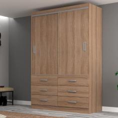 Guarda Roupa Solteiro 2 Portas de Correr 6 Gavetas Veneza Evidencia