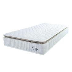 Colchão Solteiro Molas Ensacadas City Pillow Top 88x188x23cm Branco/Bege Hellen - Suporta até 110kg por Pessoa