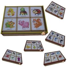 Brinquedo Educativo Pedagógico Em Madeira Premium Estojo Jogo Da Memória Infantil (Sombras 30Pçs)