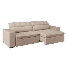 sofá 4 lugares retrátil e reclinável com usb jazz molas suede camurça 250 cm