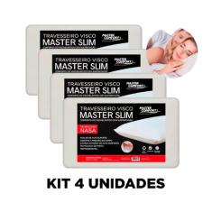 Kit 4 Travesseiros Nasa Viscoelástico Slim Conforto e Suporte Anatômic